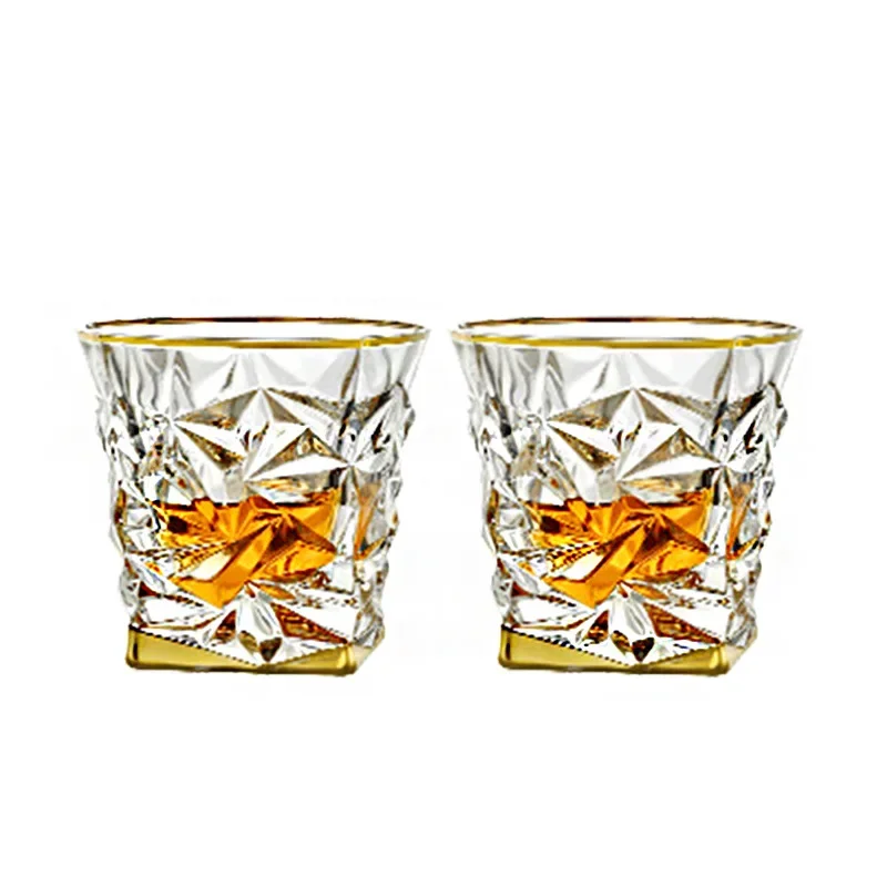 Wine Beer Pairing - Crystal glass gold-painted whiskey cup, foreign